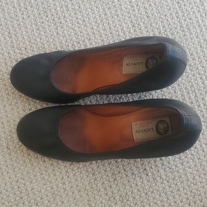 Lanvin Black Leather Wedges - 38.5